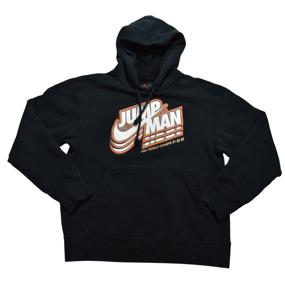 Jordan Jumpman NBA World Champs 91 92 93 Vintage Hoodie BlK Mens S Pullover